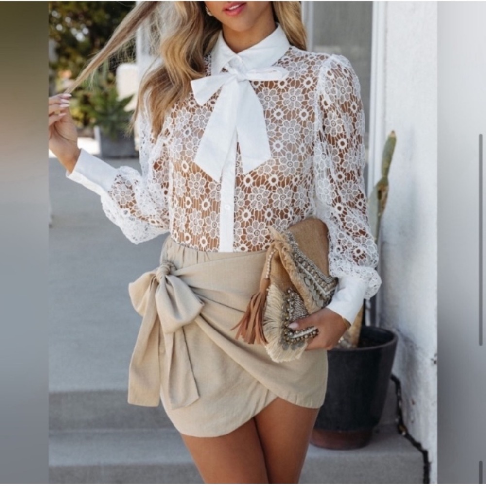 Taupe Wrap Mini Skirt - Picture 9 of 9